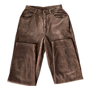 Lauren Ralph Lauren Brown Leather Look Pants Women Size 8 Straight Leg Y2K